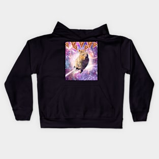 Space Galaxy Quokka Wallaby With Pizza Kids Hoodie